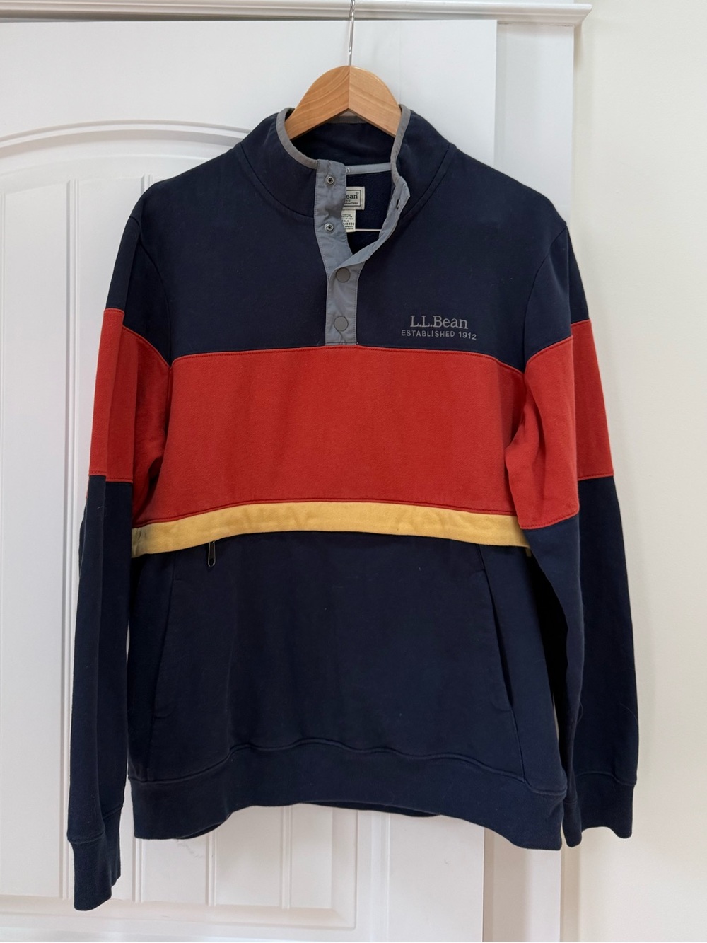 L.L. Bean Men's Colorblock Quarter-Snap Sweater (L TALL)